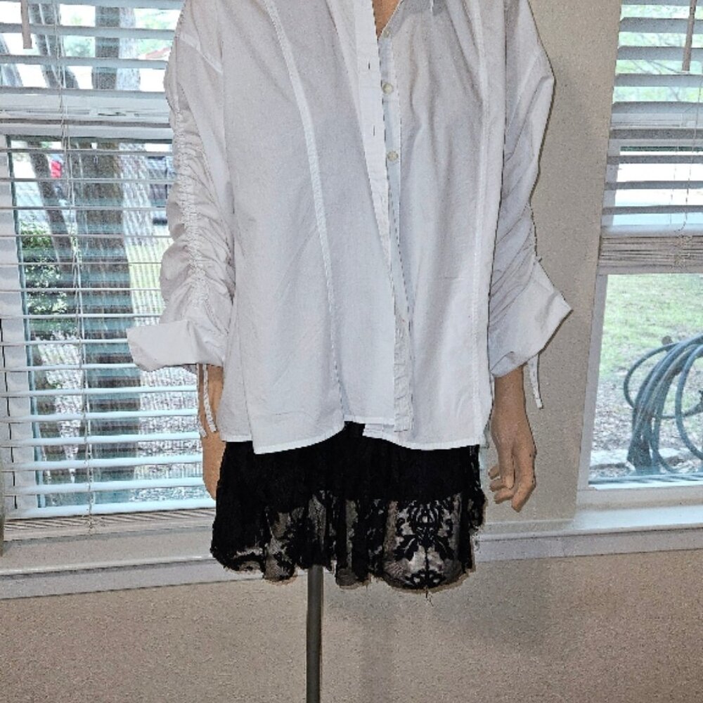 Free people S white Brown eyed girl poplin shirt gorgeous